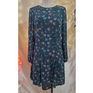 The Limited Floral Fit & Flare Long Sleeve Shift Dress Womens Size 2 Blue Boho